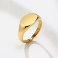 Custom Engraved Letter Competitive Price 18k Gold Plated Stainless Steel Blank Oval Signet Ring Women
