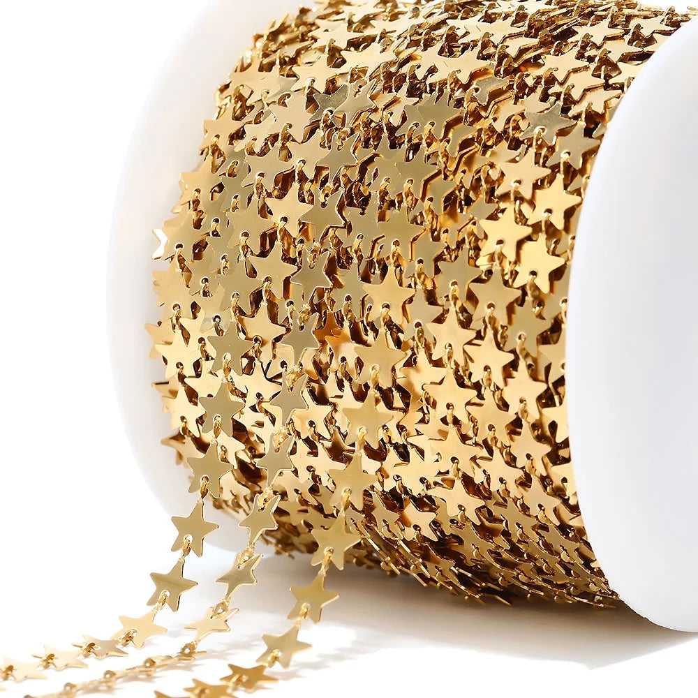18k Gold Stainless Steel Star Chains for DIY Jewelry Making Earrings Charms Bracelet Necklace Connectors Accessories