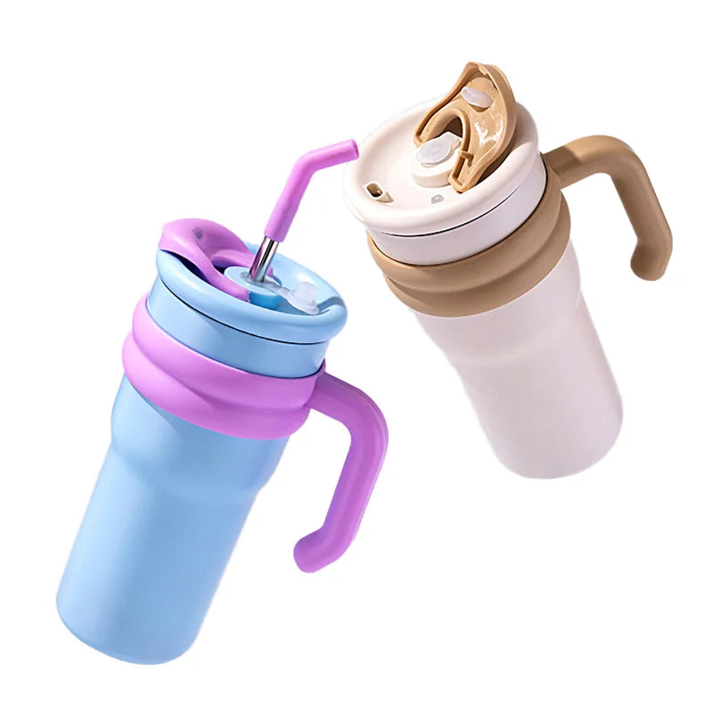 Modern Design 316 Stainless Steel Mug with Straw 500/700ml Outdoor Sport Vacuum Bottle for Travel