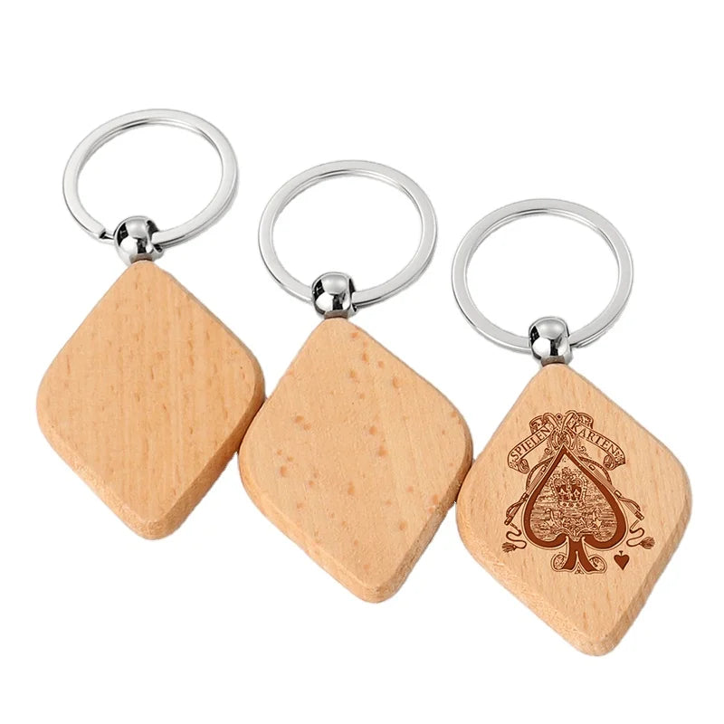 Wholesale Custom Laser Engraving Logo Blank Round Key Tag Natural Wood Keychain for Promotion Gift