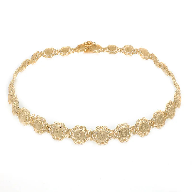 Vintage Napoleonic Head Design Belt for Women Brides Waist Chain Adjustable Length Coin Belt Jewelry