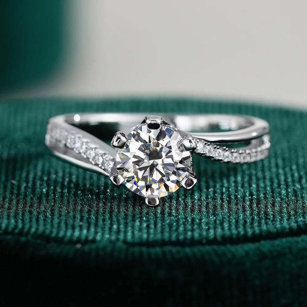 Hot Sale Silver 925 Original 1 Carat D Color Diamond Test Past Snowflake Moissanite Ring Women Platinum Plated Engagement Ring