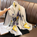 Wholesale Ladies Elegant Style Oil Painting Shawl Breathable and Lightweight Polyester Long Scarf 180*85cm Head Wraps Foulard