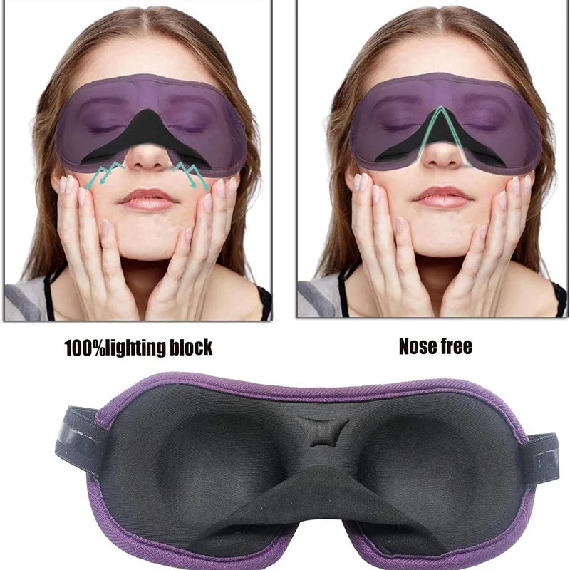 Lightweight Comfortable Super Soft 3D Memory Foam Eye Mask with Elastic Strap for Relaxing Sleep