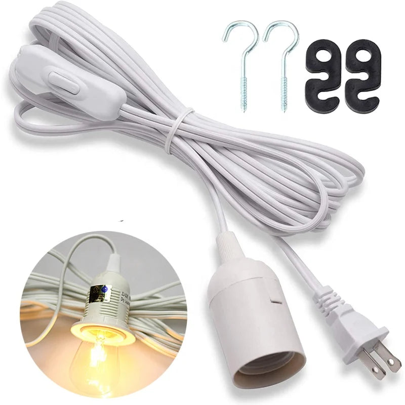 Hanging Lantern Lamp 18AWG Plug in Pendant Light Cord Kit Braided Lighting Cable Cloth Covered Wire Power Cord