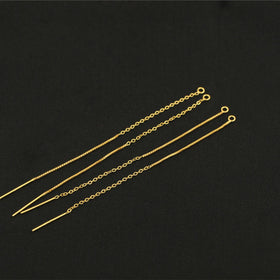 14K Gold Filled 1mm GF Flat Cable Chain 0.7mm Box Chain Ear Threader 8cm Length Earring Post Wholesale Jewelry Findings