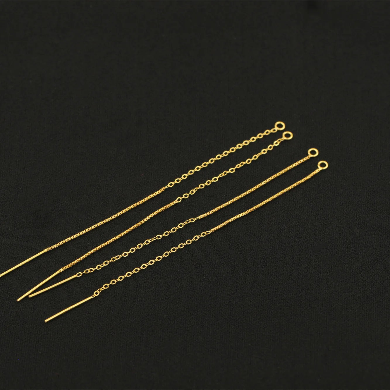 14K Gold Filled 1mm GF Flat Cable Chain 0.7mm Box Chain Ear Threader 8cm Length Earring Post Wholesale Jewelry Findings