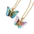 BJG0330N 2023 Trendy Butterfly Gradient Color Resin Link Chain Necklace 18k Gold Plated Stainless Steel