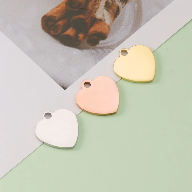 Custom logo High Polish Charming Reversible Stainless Steel Heart Charm Pendant Necklace Wholesale Charms for Jewelry Making