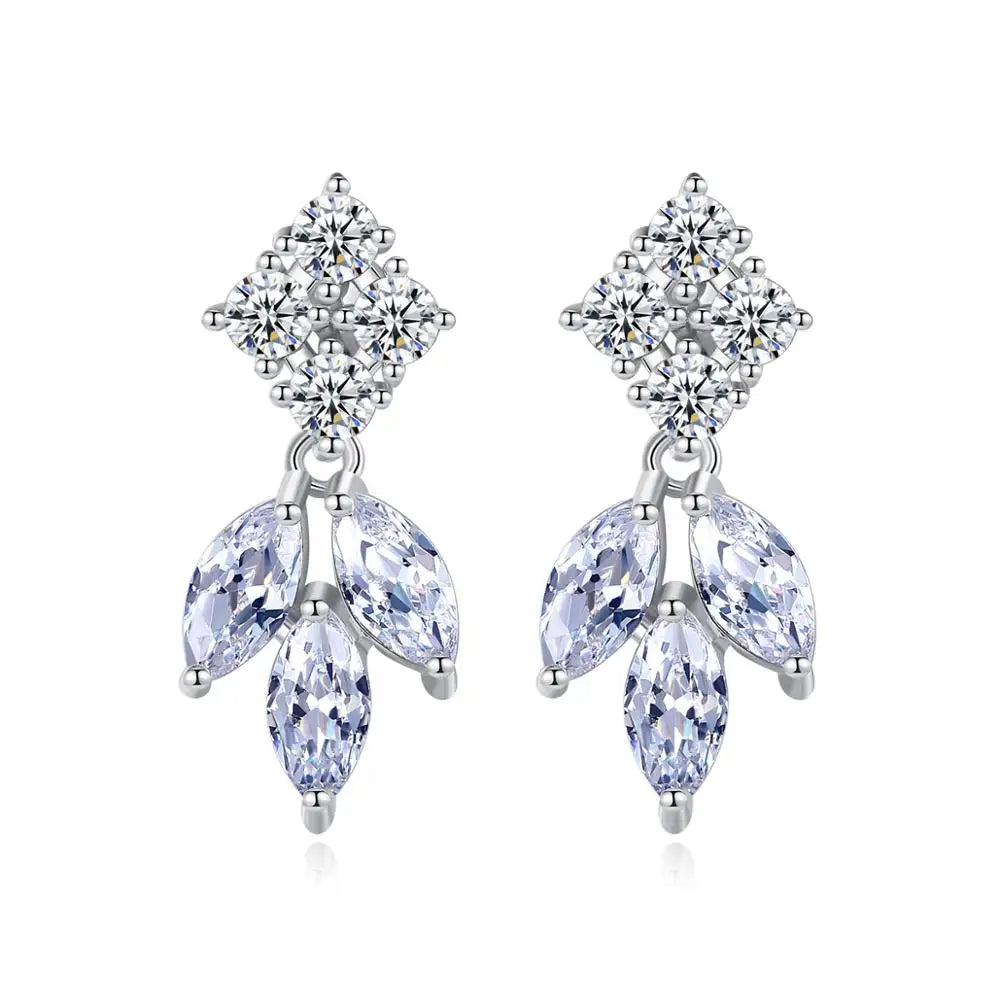 LUOTEEMI Trendy Water Drop High Quality Shiny Cubic Zircon Drop Dangle Earrings for Women Wedding White Gold Color Gift