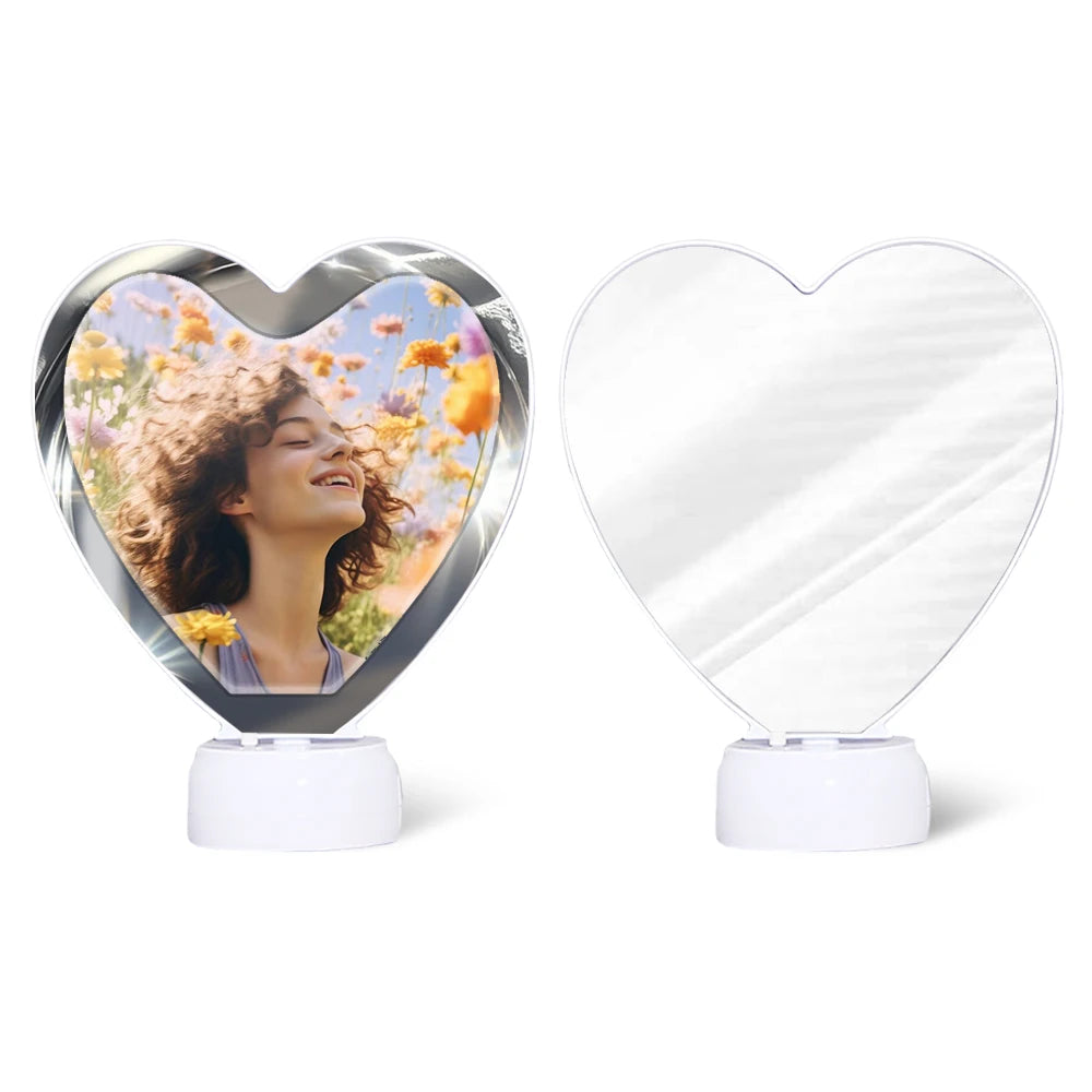 Personalized Gift LED Mirror Light Blank Sublimation Magic Mirror USB Battery Photo Frame Makeup Mirror for Bedroom