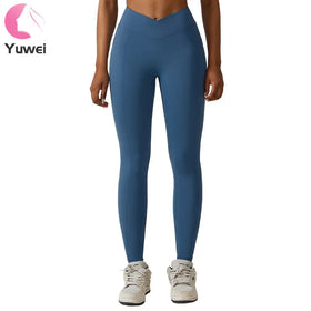 Women's High Waist Yoga Leggings Quick Dry Compression Running Tights with Pockets Solid Workout Pants