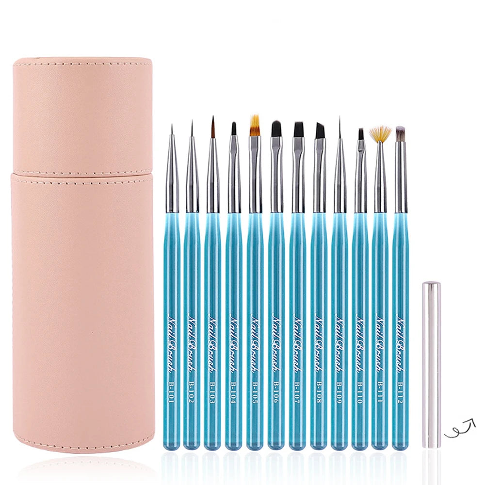 Custom Logo Nail Art Design Brush on Nail Glue Pen Painting Tools Acrylic Set Fashion Nail Brush