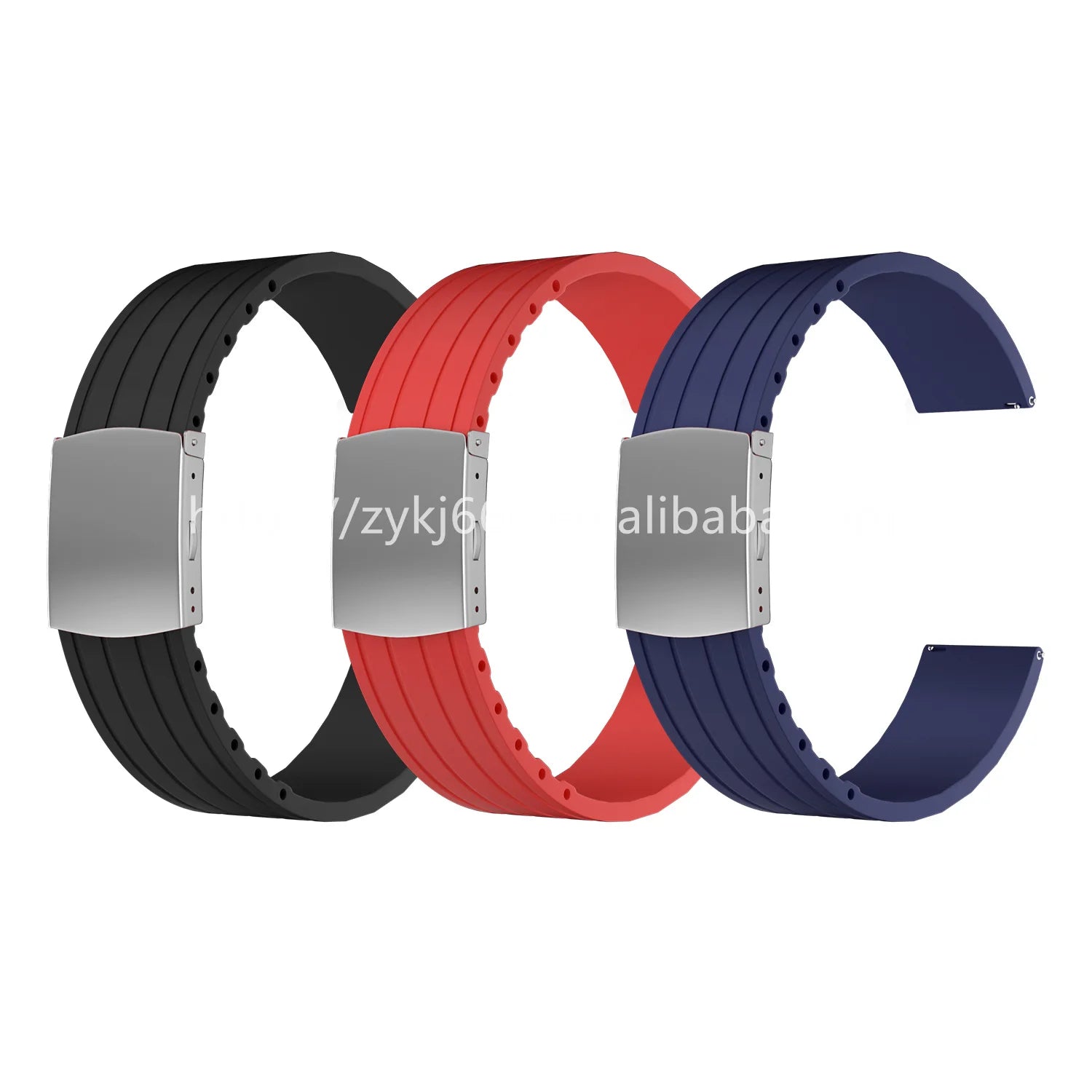 16mm 18mm 20mm 22mm 24mm Silicone Watch Band Adjustable Rubber Watch Strap for Universal Smart Watch