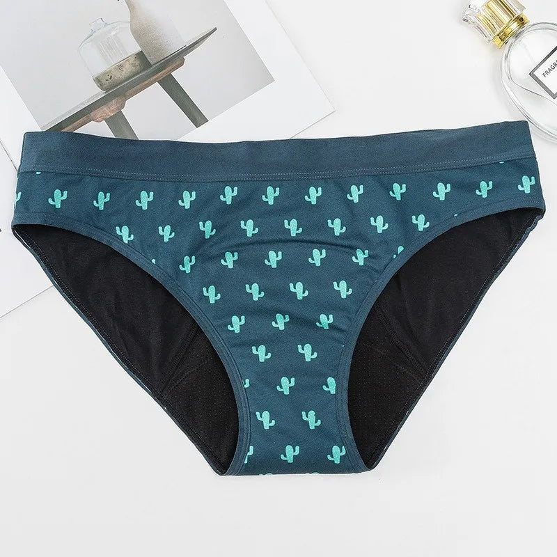 Printed 4 Layers Absorbent Teen Girl Period Panties Tampon Replacement Menstrual Underwear