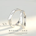 Valentine Gift Platinum Plated Zircon Luxury Simple Letter Engraved Couple Rings for Women Men Wedding Engagement Ring Jewelry