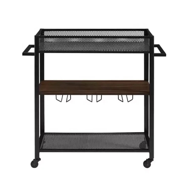 Modern 3-Tier Rolling Mobile Side Table Stainless Steel Smart Furn Bar Cart Home Kitchen Serving Storage Trolley Knock-down