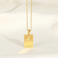 Fenny Wholesale 18K PVD Plated No Fade Minimalist Rectangle Moon&Sun Burst Pendant Stainless Steel Necklace for Women