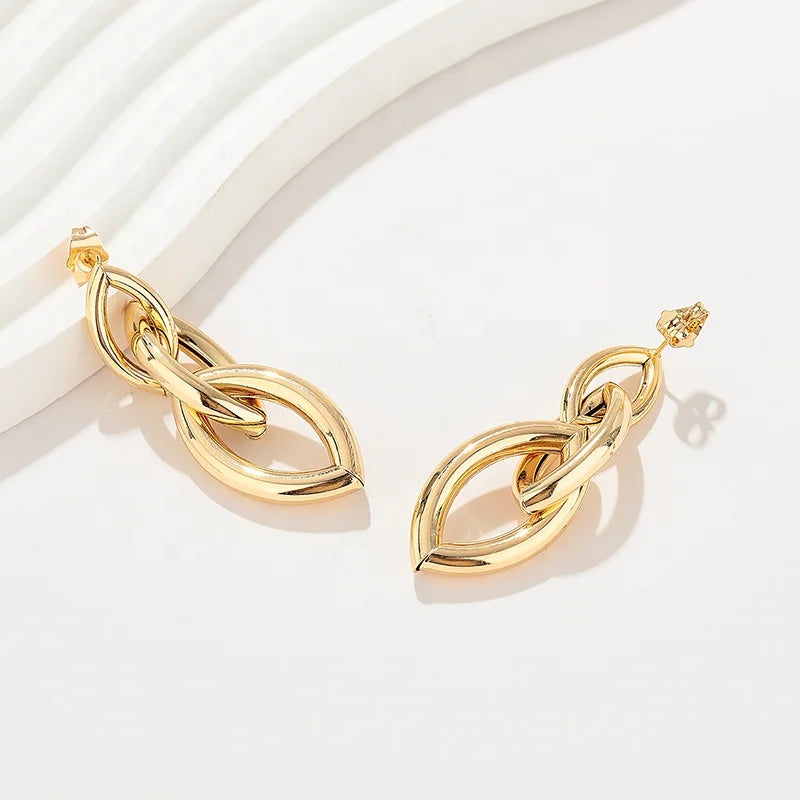 Joyeria Women'S Drop Stud 18K Gold Plated Earrings Wholesale Fashion Jewelry for Women Earrings and Accessories