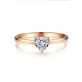 Champagne Gold Plated Cubic Zirconia Claw Pave S925 Sterling Silver Engagement and Wedding Heart Rings for Women Jewelry