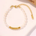 SP Wholesale Women Fashion Dainty Stainless Steel Bead Gold Plated Real Pearl Chain Bracelet