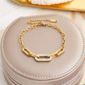 Wholesale Korean Geometric Trendy Titanium Steel Fashion Gold Bracelet Paperclip Chain Diamond Bracelet