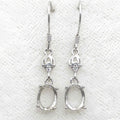 Sterling Silver 6*8mm Semi Mount Hook Earrings Empty Support Blank Claws Setting S925 Base Without Center Stone for DIY Inlay