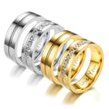 No Fade 6mm Width Stainless Steel Set With Diamond Finger Ring Cheap Simple Fashion Gift I love You Couple Titanium Steel Rings