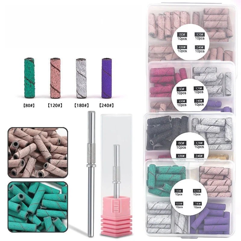 20mm Extended 50/40pcs Box Mini Nail Sanding Band 80#120#150#180#240# Manicure Pedicure Nail Sanding Bands for Nail Drill Bits