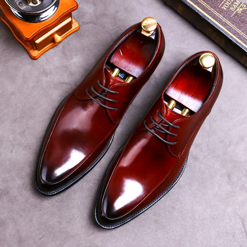 Men's Lightweight High Top Leather Shoes British-Style Formal & Casual Pointed Toe for Autumn Season Dropshipping Large Size