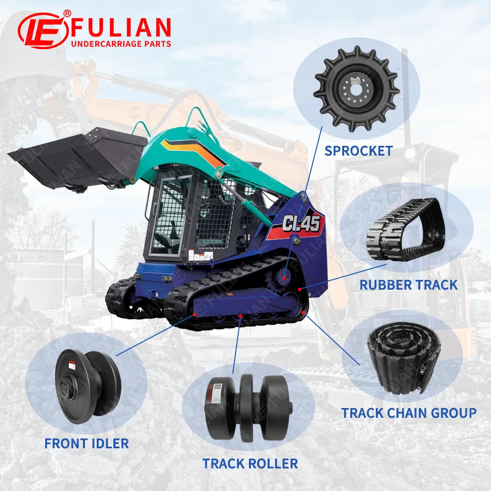 Compact Track Loader Undercarriage Parts Lower Roller Drive Sprocket Rubber Track Front Idler Rear Idler for IHISCE CL35 CL45