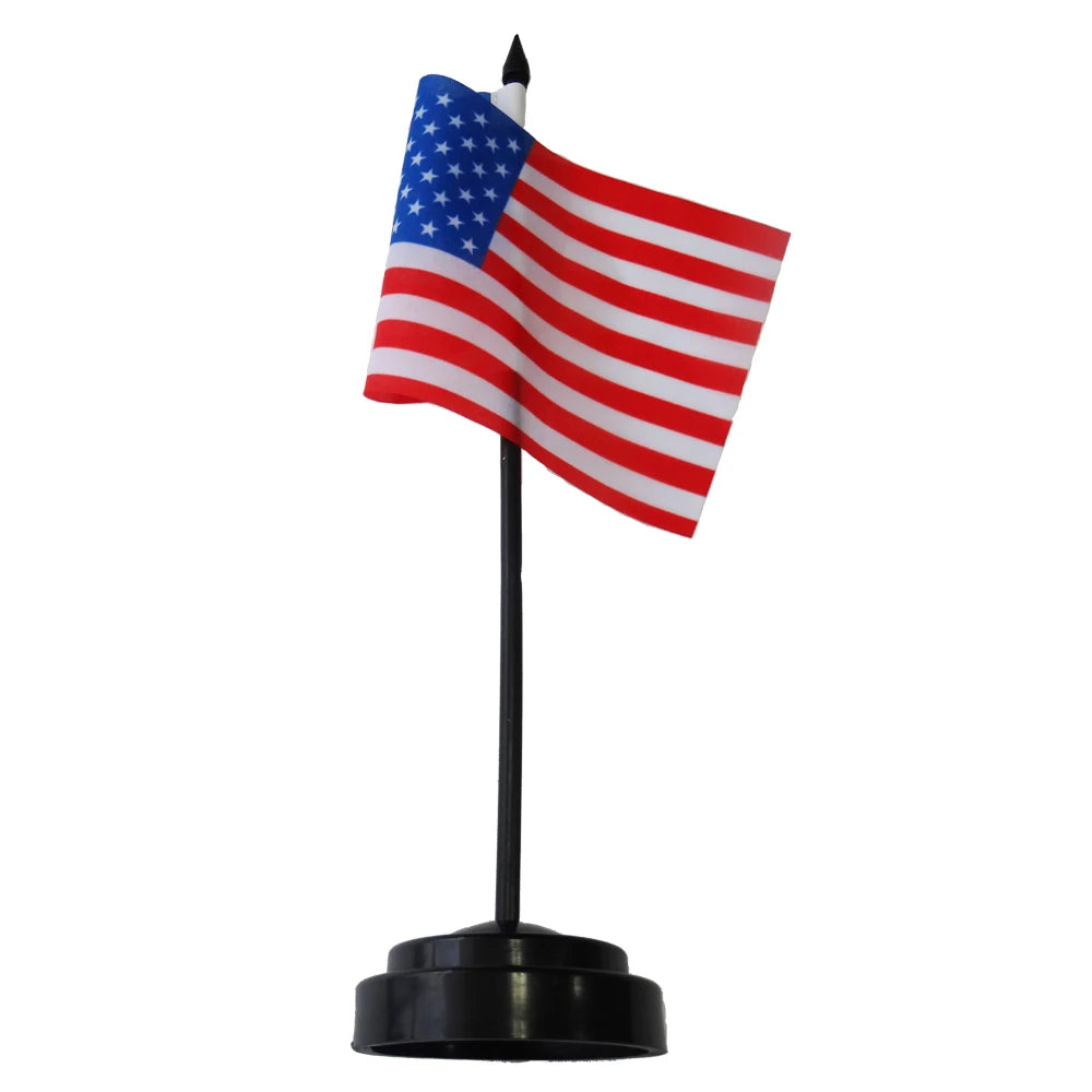 Vivid Polyester Weather Resistant Durable Office Custom America Table Flag Printed Desk Flags