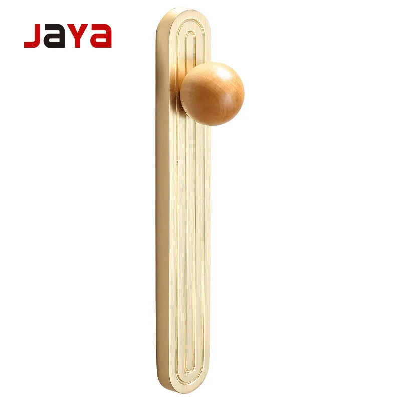 JAYA Light Luxury Modern Simple Gold Wardrobe Door Handle High-End New Chinoiserie Cabinet Door Handle with Walnut Handles