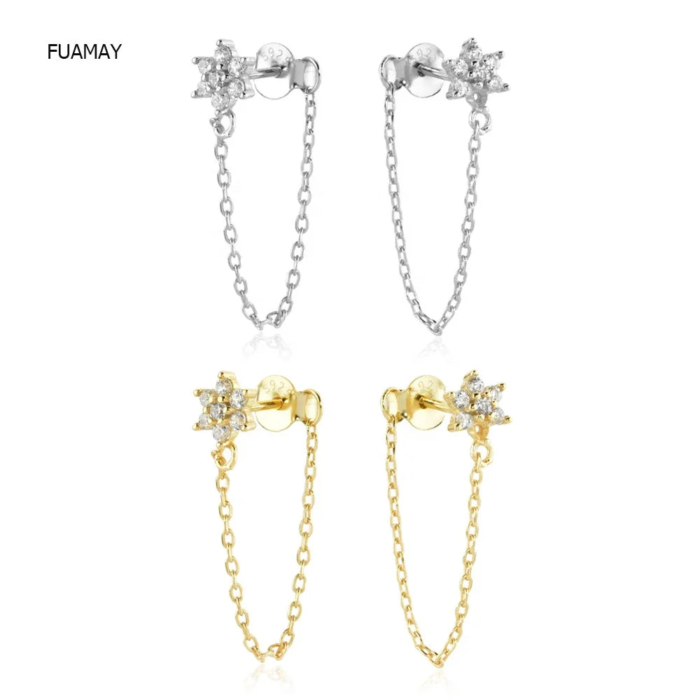 FUAMAY Funny Cute Flower Long Chain Earrings Studs Wedding Bride Flower Earrings