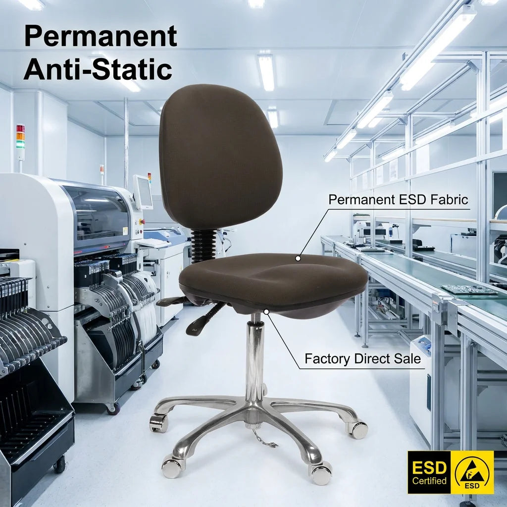 KEXING COS-101 ESD Fabric Chair Breathable Anti-Static Laboratory Stool Height Adjustable Ergonomic Lab Seating with Armrest