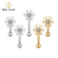 Right Grand ASTM F136 Titanium 16G Snowflake Curved Barbell Rook Earring Internally Threaded Rook Piercing Eyebrow Jewelry