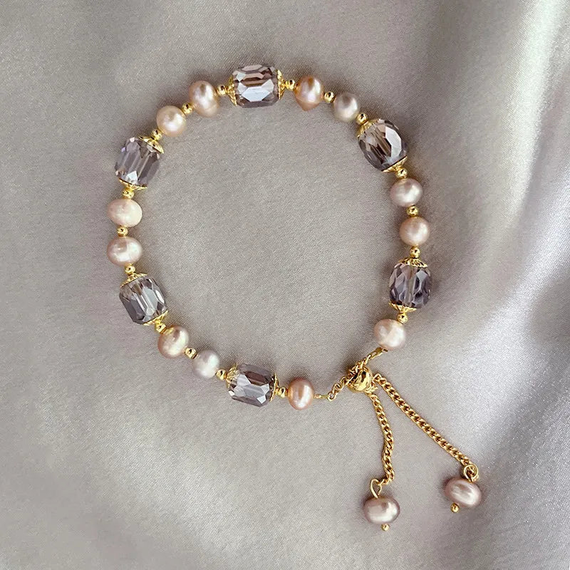 Wholesale Friendship Homemade Crystal Beads Bracelet Fresh Water Pearl Crystal Bead Bracelet for Women