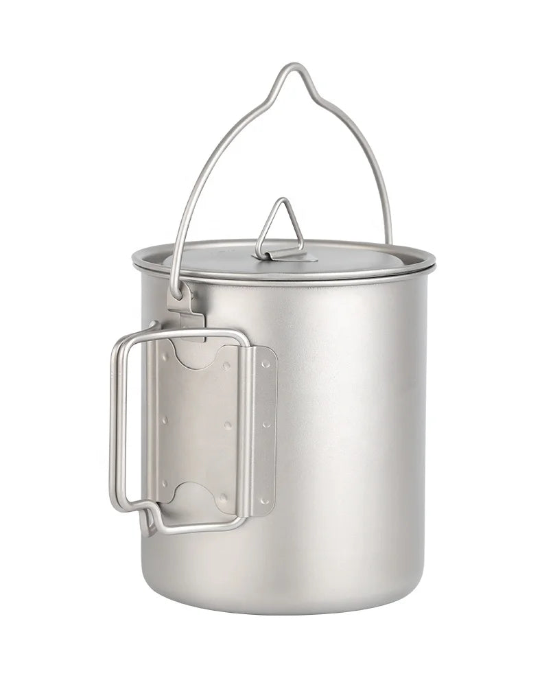 750ml Ultralight Titanium Cookware Set Portable Outdoor Camping Picnic Tableware & Water Cup Mug for Climbing