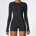 Women's Plus Size Breathable Active Wear Tops with Front Logo Four-Way Stretch Skinny Fit Long Sleeve Workout Clothing