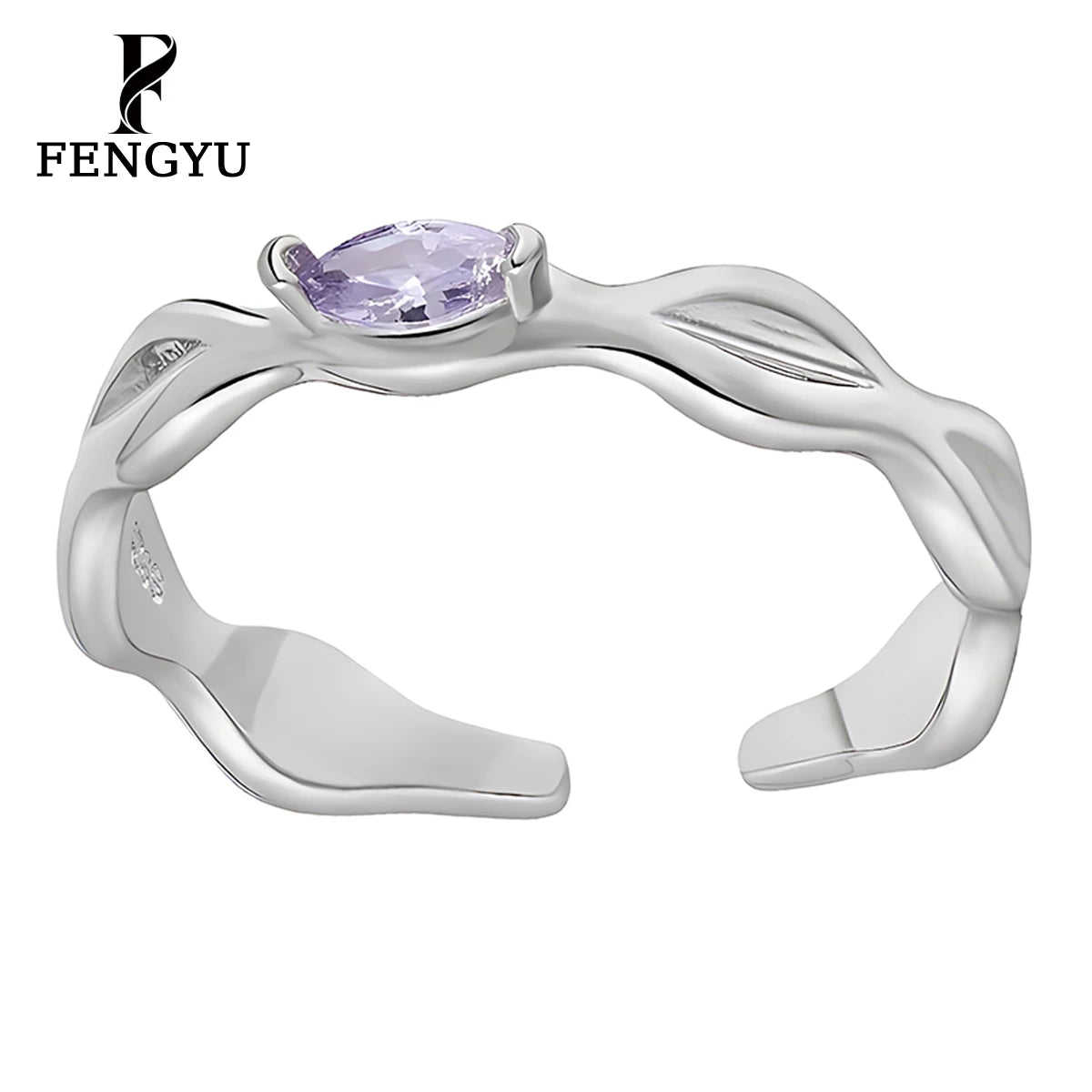 Fine Irregular Waves purple Zircon Rings for Women 925 Sterling Silver Fashion Adjustable Gemstone Ring Custom Jewelry Wholesale
