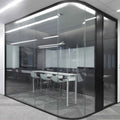 Clear Modern Glass Partition Wall Aluminum Frame Curved Double Glass Design for Office Home Office School Warehouse Use 10/12mm
