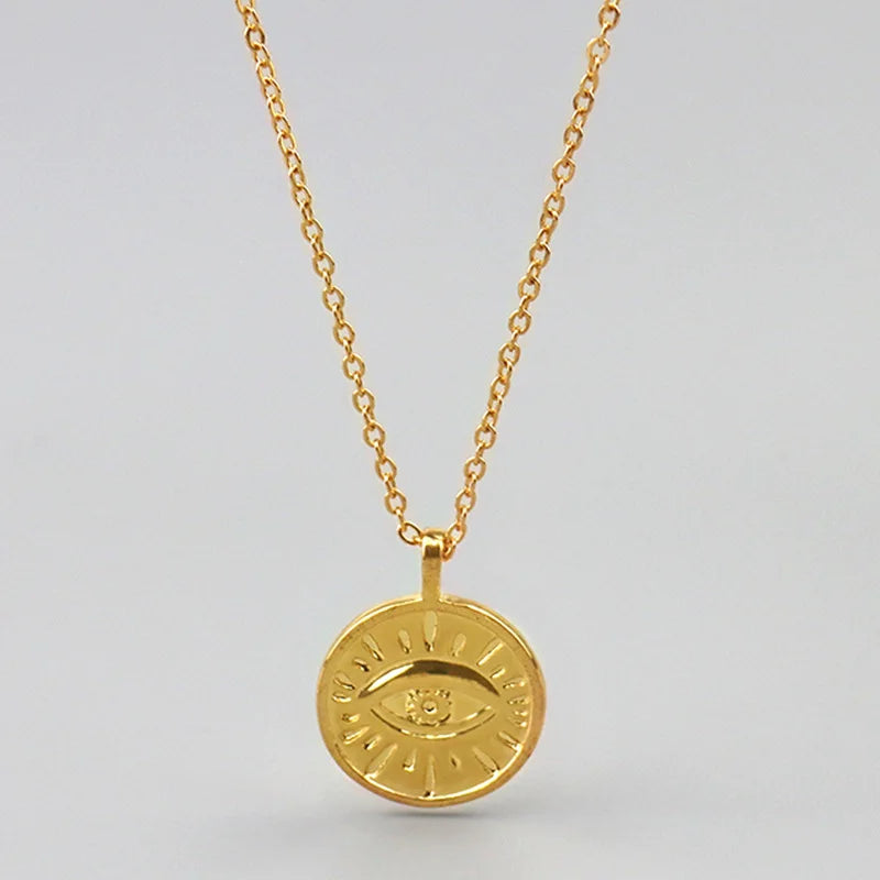 2025 New Arrival European and American Fashion Stainless Steel  Eye Pendant 18K Gold Plated Necklace for Women Waterproof