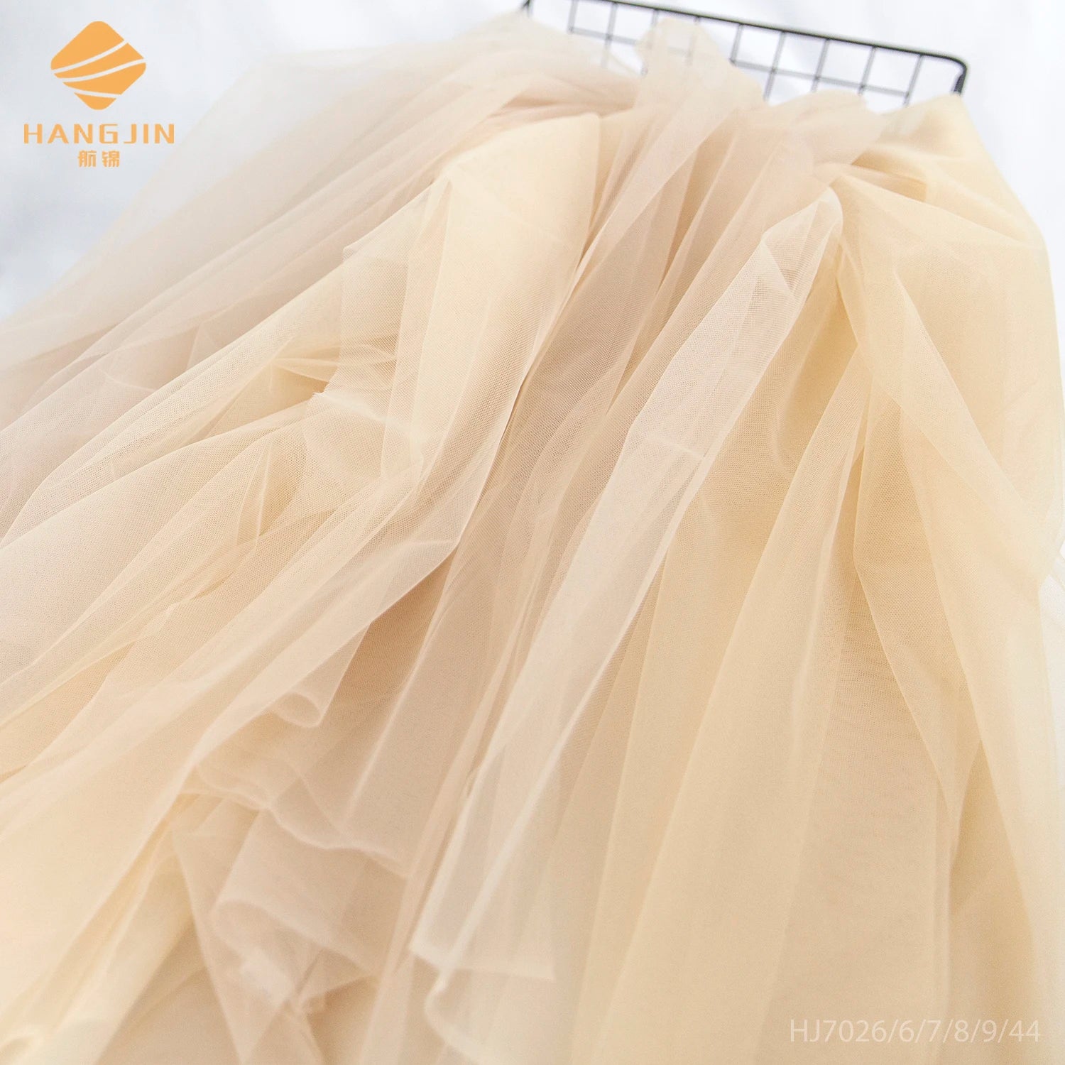 Polyester Tulle Mesh Net Illusion Tulle Net Fabric Light Yellow Mesh Tulle Fabric