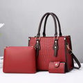 3 Pieces Sets Women Leather Handbags Crocodile Pattern Stylish Lady Shoulder Tote Bag Set Women