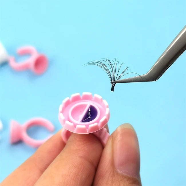 Hot Heart Shape Glue Ring Volume Ring Eyelash Extension Tools Glue Holder Blue /Pink/ White Eyelash Glue Rings