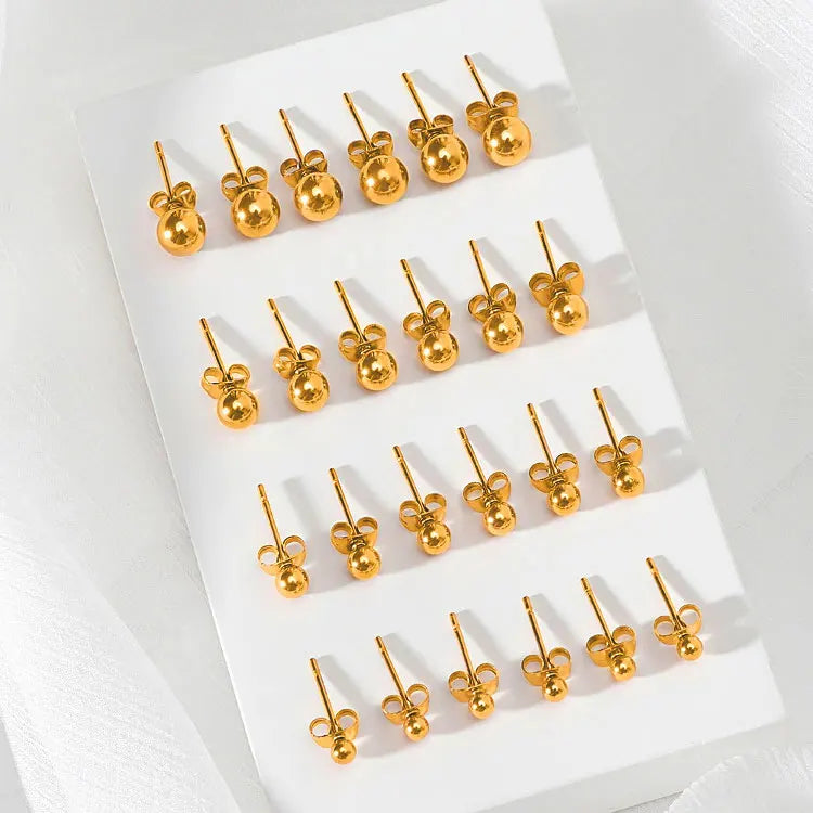 Low Price Wholesale Silver Gold Beads Stud Earrings Minimalist 2 3 4 5 6 7 8 9 10mm Stainless Steel Round Ball Stud Earrings