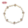 Colorful Diamond-Set Flower Pattern 18K Gold Plated Pop Women Custom Bracelet Charm Fashion Luxury Lady
