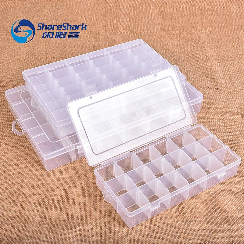 18/24/36 Slots Transparent Removable Plastic Fishing Lure Box Fishing Tackle Accessories Parts Storage Box
