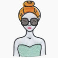 Handmade Summer Girl Embroidery Glasses Patch Fashion Iron-on Backing Featuring Felt Fabric