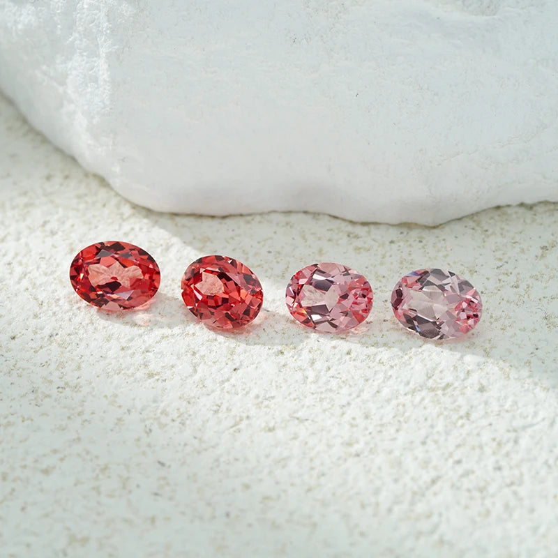 Starsgem Wholesale Gems Synthetic Sapphire Loose Oval Cut Padparadscha Sunset Sunrise Lab Created Gemstone for Jewelry Making